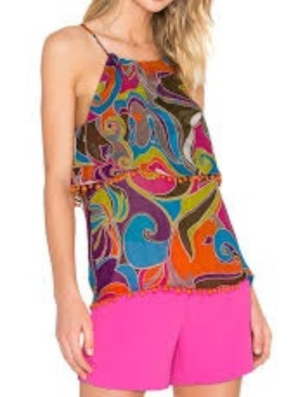 Trina Turk 100% Silk Janaya Top Small